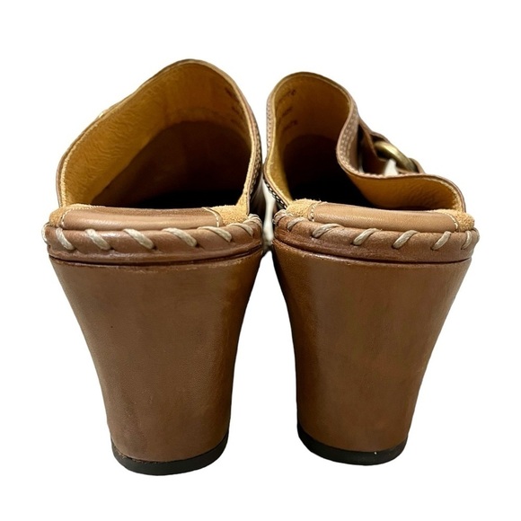 Frye Charlotte Ring Brown Leather Heeled Mule Clogs, Size 8, EUC - Picture 4 of 11